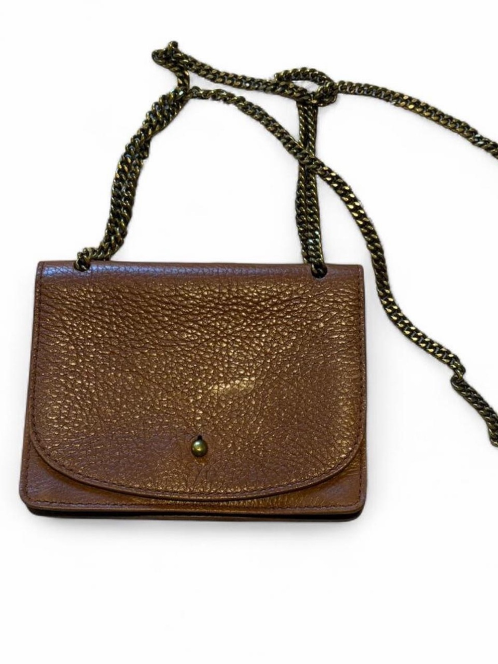 Madewell Brown Leather Chain Strap Crossbody Bag